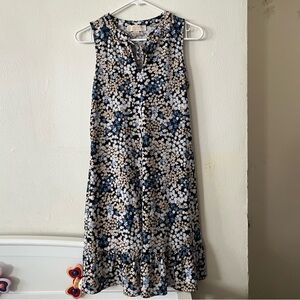 Michael Kors Floral Midi Dress - Navy and White